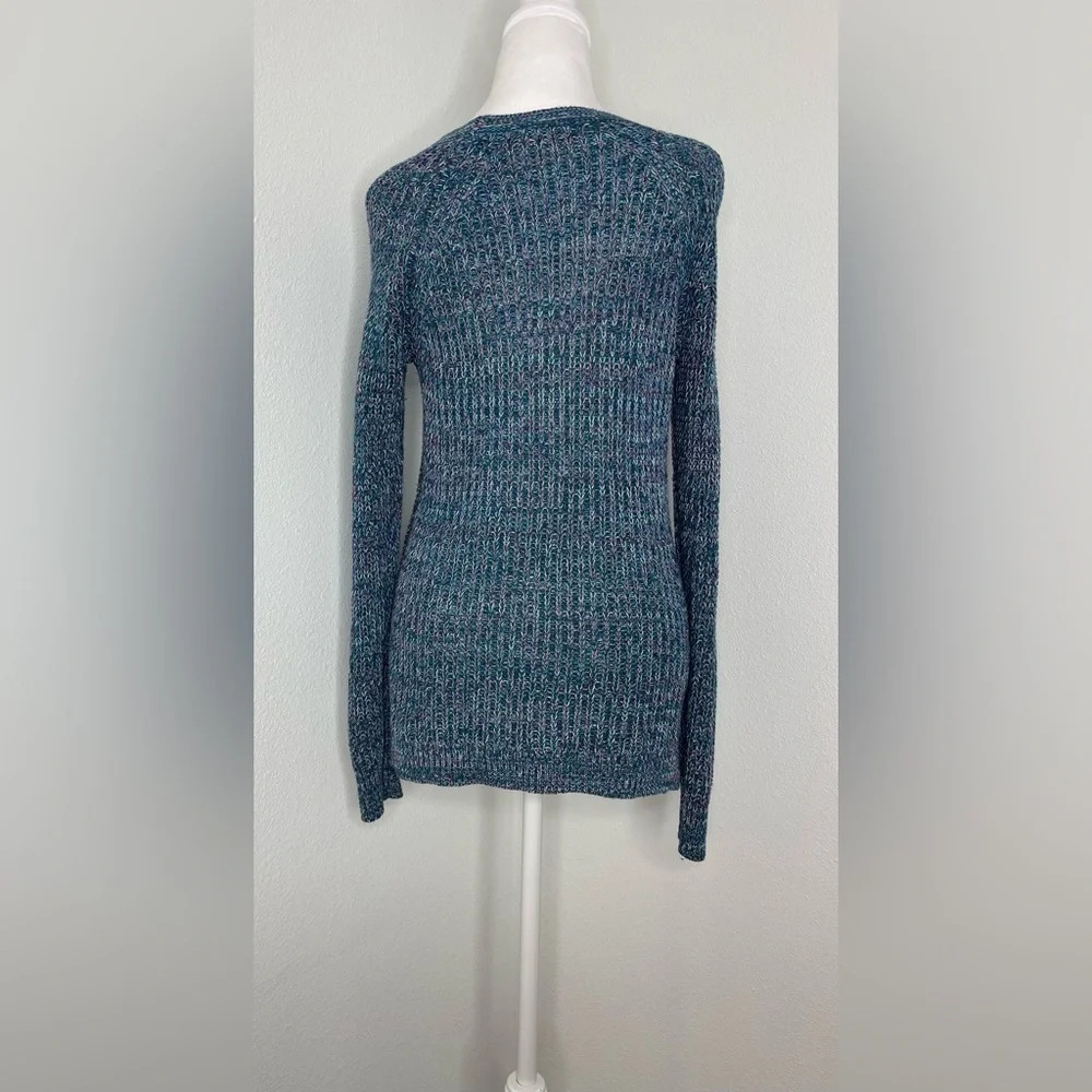 Faded Glory Women's Teal Multicolor Long Sleeve Cable Knit Pullover Sweater Sm